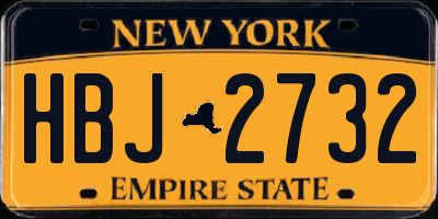 NY license plate HBJ2732
