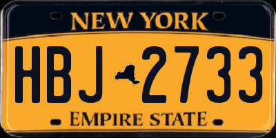 NY license plate HBJ2733