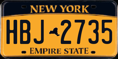 NY license plate HBJ2735