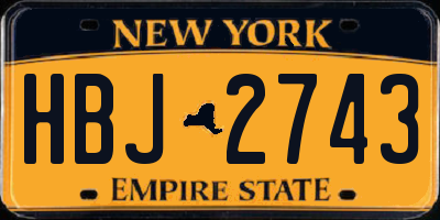 NY license plate HBJ2743