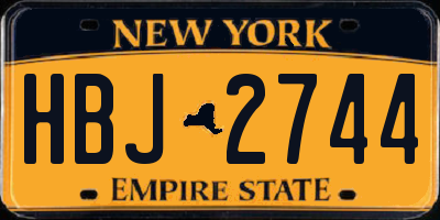 NY license plate HBJ2744