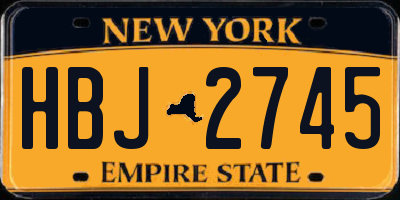 NY license plate HBJ2745
