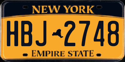 NY license plate HBJ2748