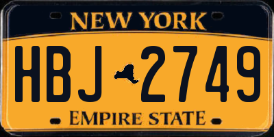 NY license plate HBJ2749