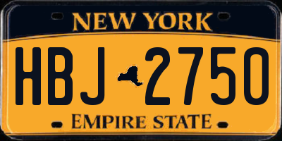 NY license plate HBJ2750