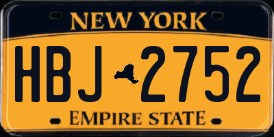 NY license plate HBJ2752