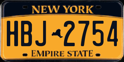 NY license plate HBJ2754