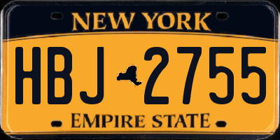 NY license plate HBJ2755