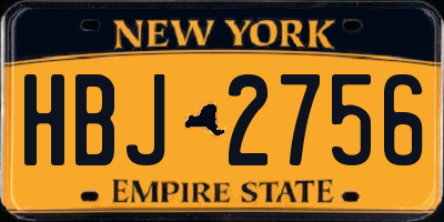 NY license plate HBJ2756