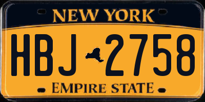 NY license plate HBJ2758