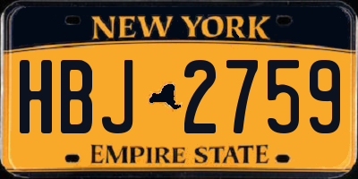 NY license plate HBJ2759