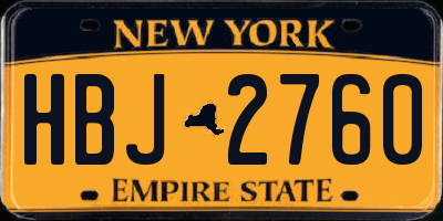 NY license plate HBJ2760