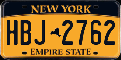 NY license plate HBJ2762