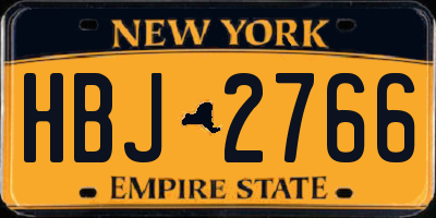 NY license plate HBJ2766