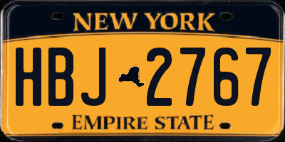 NY license plate HBJ2767
