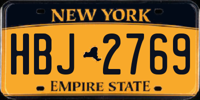 NY license plate HBJ2769