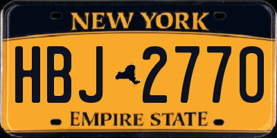 NY license plate HBJ2770