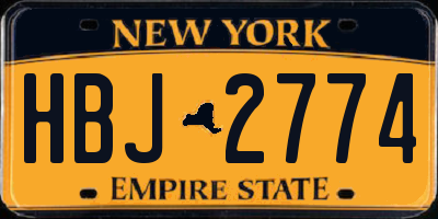NY license plate HBJ2774