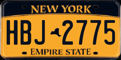 NY license plate HBJ2775
