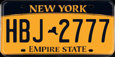 NY license plate HBJ2777