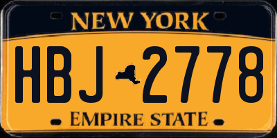 NY license plate HBJ2778