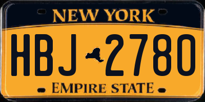 NY license plate HBJ2780
