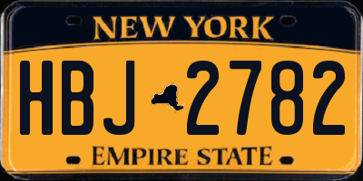 NY license plate HBJ2782