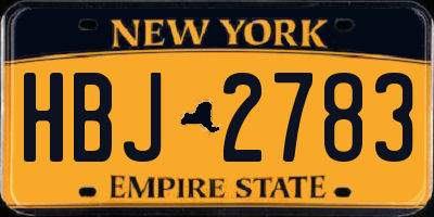 NY license plate HBJ2783