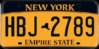 NY license plate HBJ2789