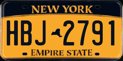 NY license plate HBJ2791
