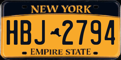 NY license plate HBJ2794
