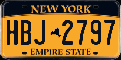 NY license plate HBJ2797