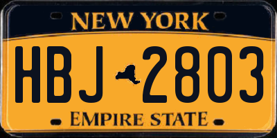 NY license plate HBJ2803