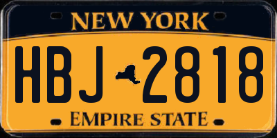 NY license plate HBJ2818