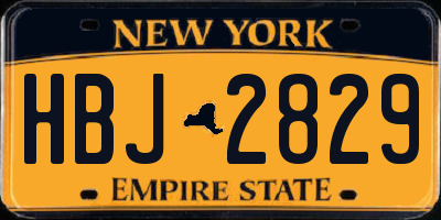 NY license plate HBJ2829