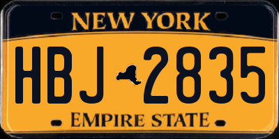 NY license plate HBJ2835