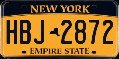 NY license plate HBJ2872