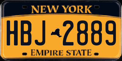 NY license plate HBJ2889