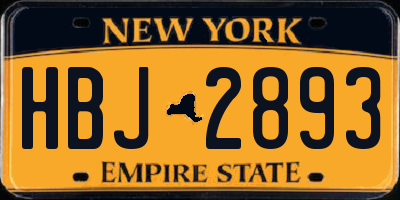NY license plate HBJ2893