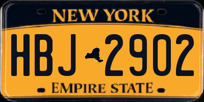 NY license plate HBJ2902