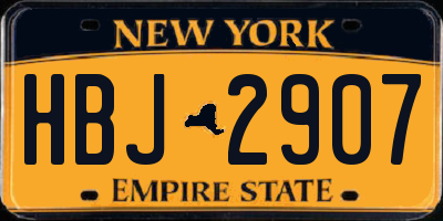 NY license plate HBJ2907