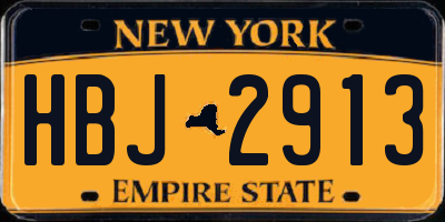 NY license plate HBJ2913