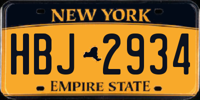NY license plate HBJ2934