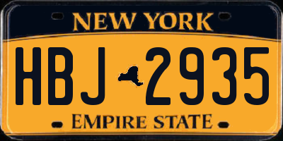 NY license plate HBJ2935