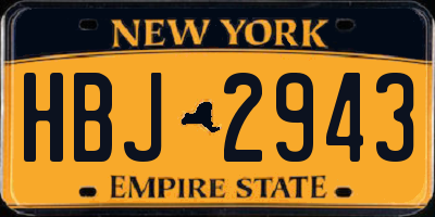 NY license plate HBJ2943