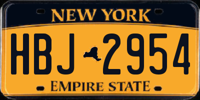NY license plate HBJ2954