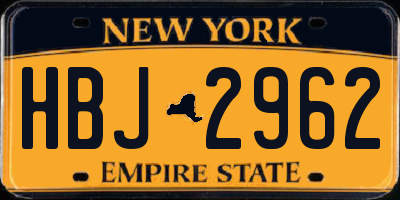 NY license plate HBJ2962