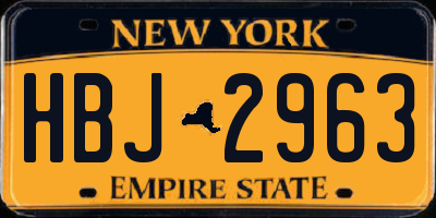NY license plate HBJ2963