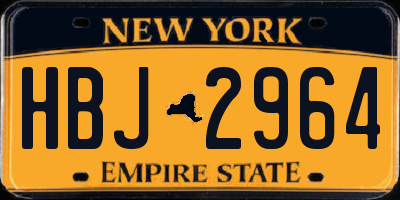 NY license plate HBJ2964