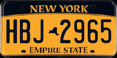 NY license plate HBJ2965